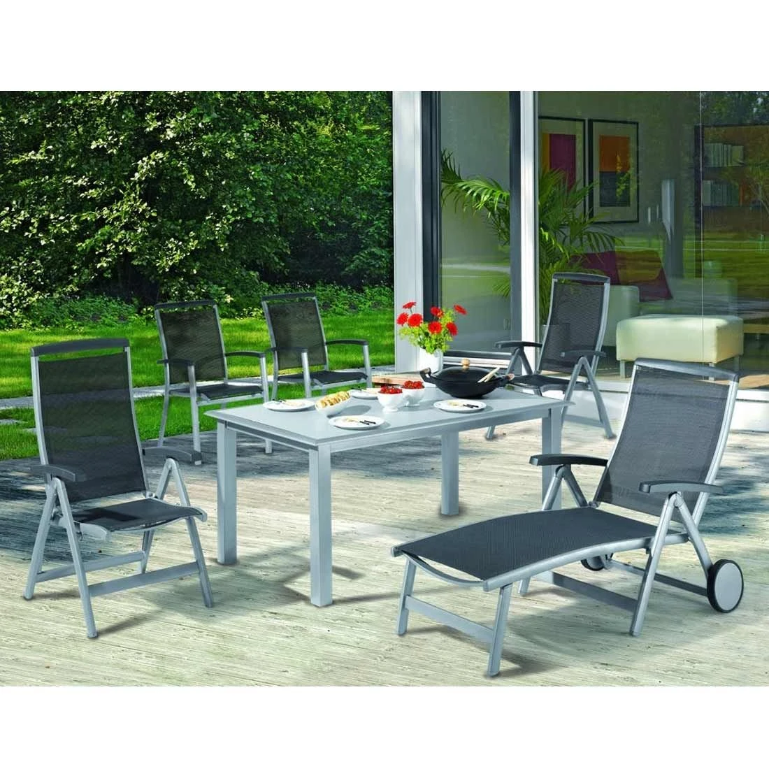 Sieger Royal Stapelsessel Aluminium/Textilene Graphit/Grau 2 Sieger Royal Stapelsessel Aluminium/Textilene Graphit/Grau - Image 2