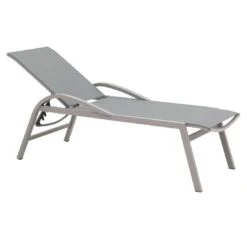 Siena Garden Milos Gartenliege Aluminium/Ranotex® Matt Silber/Silber-Schwarz