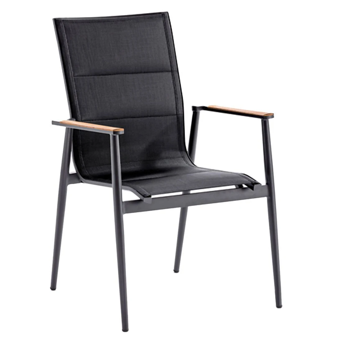 Niehoff Regg Hochlehnersessel Aluminium/Textilene Mit Teakarmlehnen Anthrazit 1 Niehoff Regg Hochlehnersessel Aluminium/Textilene Mit Teakarmlehnen Anthrazit