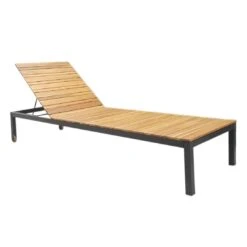 OUTLIV. Floris Gartenliege Stahl/Akazie Geölt Schwarz/Braun