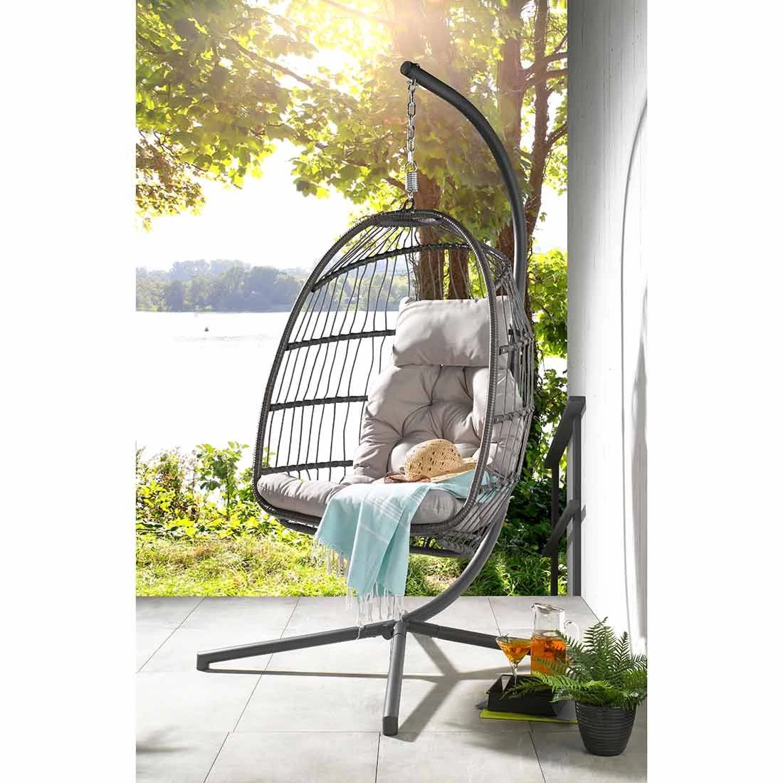 OUTLIV. Amazonia Hängesessel Metall/Geflecht Anthrazit/Hellgrau 1 OUTLIV. Amazonia Hängesessel Metall/Geflecht Anthrazit/Hellgrau