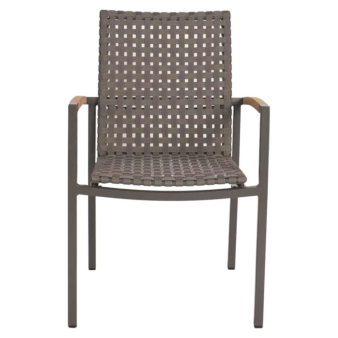 Stern Lucy Stapelsessel Aluminium/Gurtbespannung Teakarmlehnen Anthrazit/Platin 2 Stern Lucy Stapelsessel Aluminium/Gurtbespannung Teakarmlehnen Anthrazit/Platin - Image 2