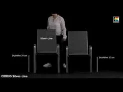 Kettler Cirrus Silver Line Stapelsessel Aluminium/Outdoorgewebe Silber/Anthrazit-Grau