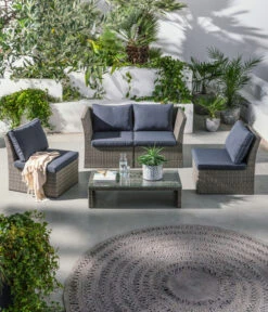 Dehner Geflecht-Lounge Rom, 4-teilig 23 Dehner Geflecht-Lounge Rom, 4-teilig -Gartenmöbel Verkauf 4407334 WE MO 001 DehnerGeflechtLoungeRomNEU