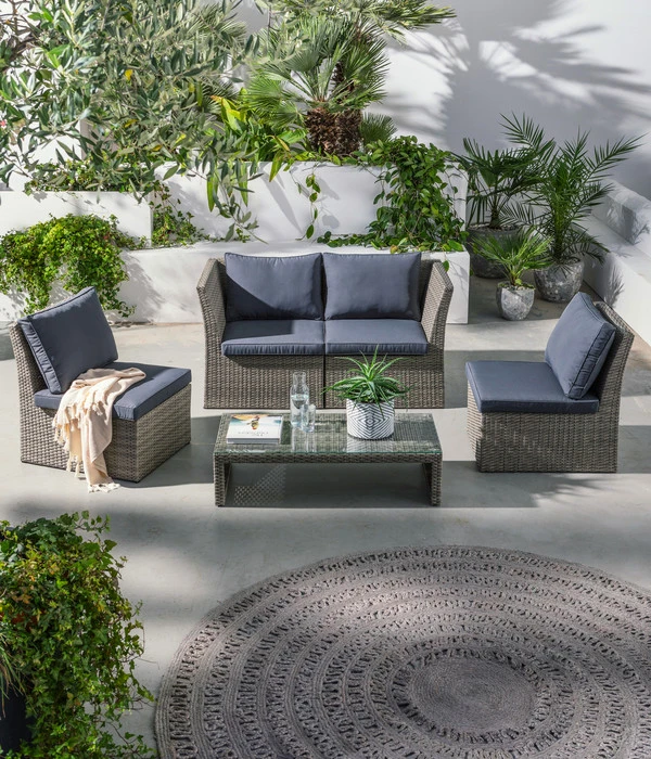 Dehner Geflecht-Lounge Rom, 4-teilig 6 Dehner Geflecht-Lounge Rom, 4-teilig - Image 6