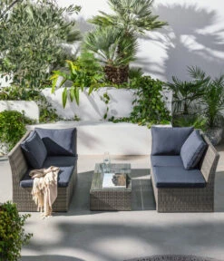 Dehner Geflecht-Lounge Rom, 4-teilig 25 Dehner Geflecht-Lounge Rom, 4-teilig -Gartenmöbel Verkauf 4407334 WE MO 003 DehnerGeflechtLoungeRomNEU