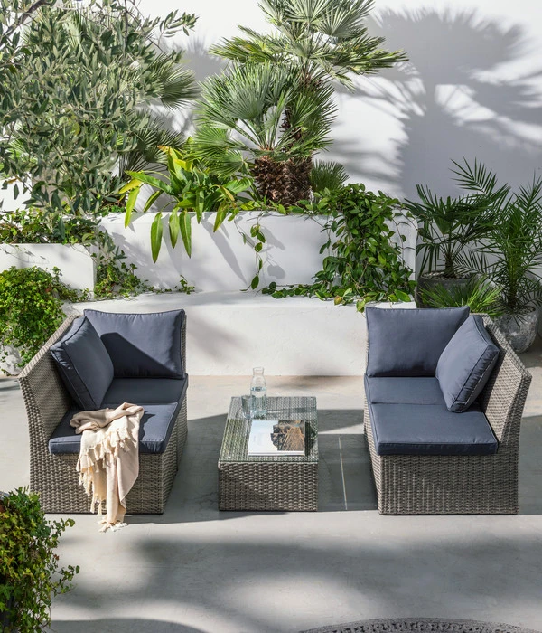 Dehner Geflecht-Lounge Rom, 4-teilig 8 Dehner Geflecht-Lounge Rom, 4-teilig - Image 8