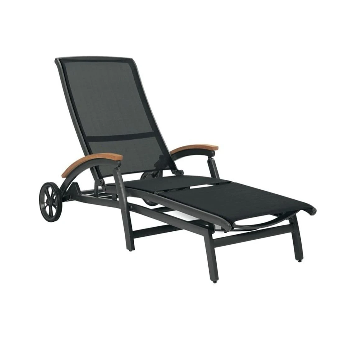 Hartman Da Vinci Gartenliege Aluminium/Textilene Mit Teak-Armlehnen Xerix/Grau-Schwarz/Teak 1 Hartman Da Vinci Gartenliege Aluminium/Textilene Mit Teak-Armlehnen Xerix/Grau-Schwarz/Teak