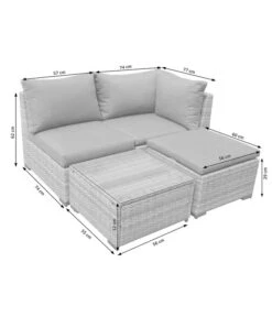 Dehner Balkonset Como, 4-teilig -Gartenmöbel Verkauf 6894166 WE DE 001 BalkonSetComoSkizze