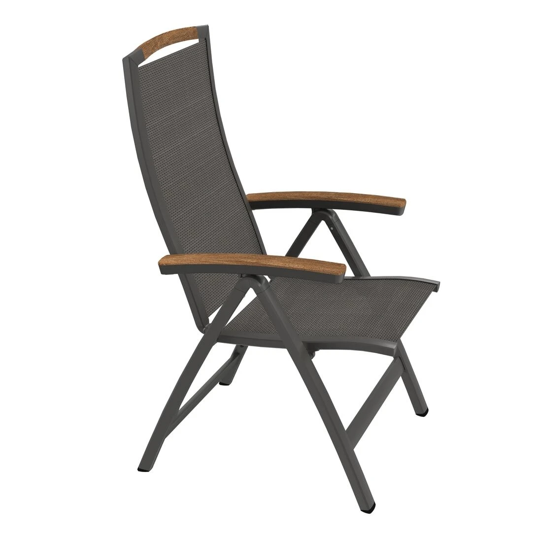 Sieger Catena Klappsessel Aluminium/Textilene Eisengrau/Grau/Teak 2 Sieger Catena Klappsessel Aluminium/Textilene Eisengrau/Grau/Teak - Image 2