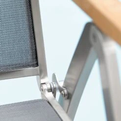 Stern Cardiff Klappsessel Edelstahl/Textilene/Teak-Armlehnen Silber/Silbergrau -Gartenmöbel Verkauf 839094 3