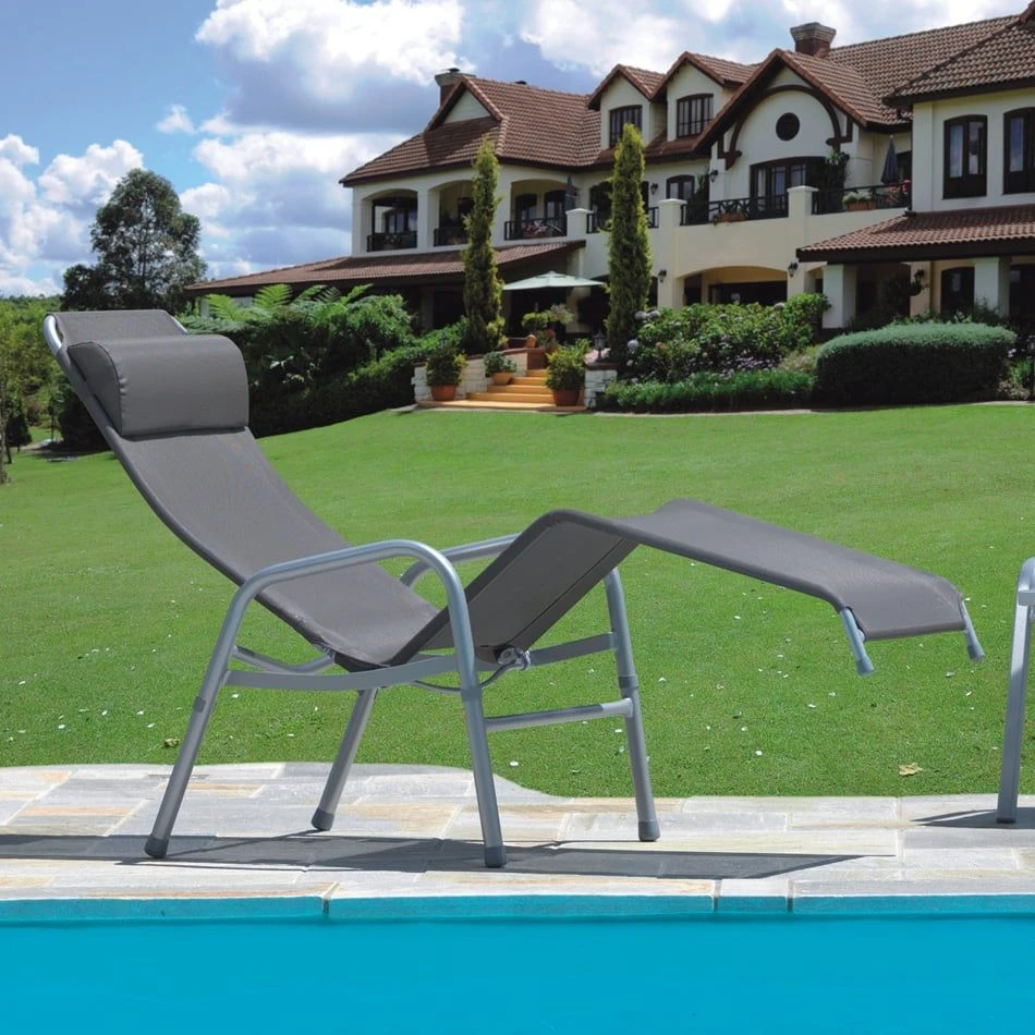 Karasek Grenada Gesundliege Stahlrohr/Textilene Platin/Taupe 3 Karasek Grenada Gesundliege Stahlrohr/Textilene Platin/Taupe - Image 3