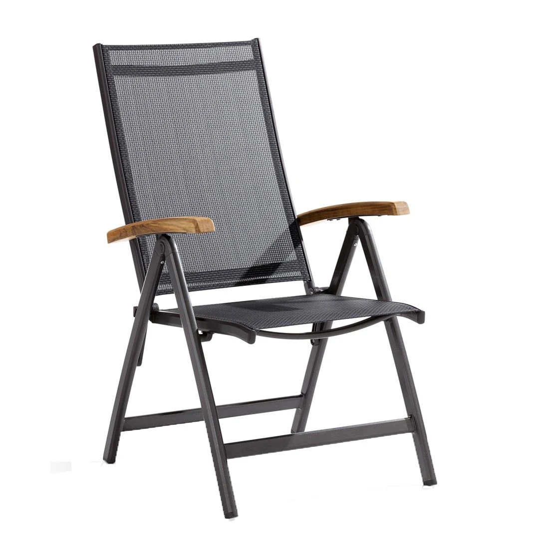 Sieger Cadiz Klappsessel Aluminium/Textilene Mit Teakarmlehnen Eisengrau/Grau 1 Sieger Cadiz Klappsessel Aluminium/Textilene Mit Teakarmlehnen Eisengrau/Grau