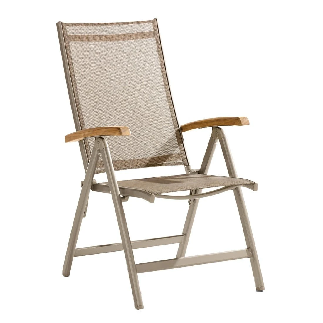 Sieger Cadiz Klappsessel Aluminium/Textilene Mit Teakarmlehnen Champagner/Natur 1 Sieger Cadiz Klappsessel Aluminium/Textilene Mit Teakarmlehnen Champagner/Natur