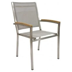 Zebra Pontiac Stapelsessel Hoch Edelstahl/Textilene Seidengrau