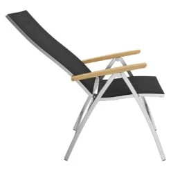 OUTLIV. Oviedo Klappsessel Edelstahl/Textilene/Teak-AL Schwarz -Gartenmöbel Verkauf 980059 5