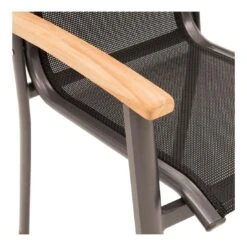 OUTLIV. Alpha Stapelsessel Aluminium/Textilene Teakarmlehnen Anthrazit/Schwarz -Gartenmöbel Verkauf 987187 5