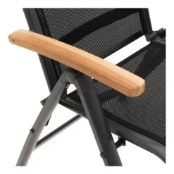 OUTLIV. Alpha Klappsessel Aluminium/Textilene Teakarmlehnen Anthrazit/Schwarz -Gartenmöbel Verkauf 987396 5