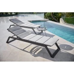 Cane-Line Siesta Gartenliege Aluminium/Textilene Light Grey -Gartenmöbel Verkauf cane line siesta gartenliege aluminium sunbrella 1465192 7