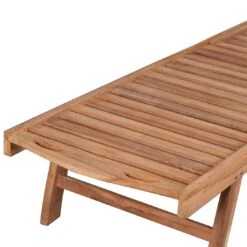 DeVries Woodie Gartenliege Mit Rädern Teak/Polyester Natur/Grau -Gartenmöbel Verkauf devries woodie gartenliege mit raedern teak polyester 1438616 6
