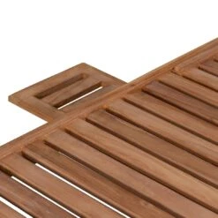 DeVries Woodie Gartenliege Mit Rädern Teak/Polyester Natur/Grau -Gartenmöbel Verkauf devries woodie gartenliege mit raedern teak polyester 1438616 7