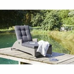 LC Garden Barcelona Gartenliege Geflecht/Polyester Grau Mix/Schwarz 6 LC Garden Barcelona Gartenliege Geflecht/Polyester Grau Mix/Schwarz -Gartenmöbel Verkauf l c wholesaler barcelona loungeliege geflecht verstellbar 3