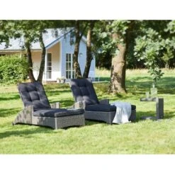 LC Garden Barcelona Gartenliege Geflecht/Polyester Grau Mix/Schwarz 7 LC Garden Barcelona Gartenliege Geflecht/Polyester Grau Mix/Schwarz -Gartenmöbel Verkauf l c wholesaler barcelona loungeliege geflecht verstellbar 4