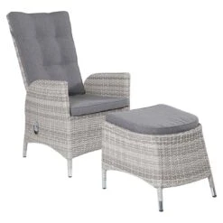 LC Garden Parma Gartensessel Geflecht/Polyester White Grey/Grey -Gartenmöbel Verkauf l c wholesaler parma positionssessel alu geflecht inkl kissen white grey grey 1092699 5