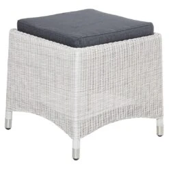 LC Garden Chelsea Loungehocker 48x48cm Aluminium/Geflecht Weiß-Grau