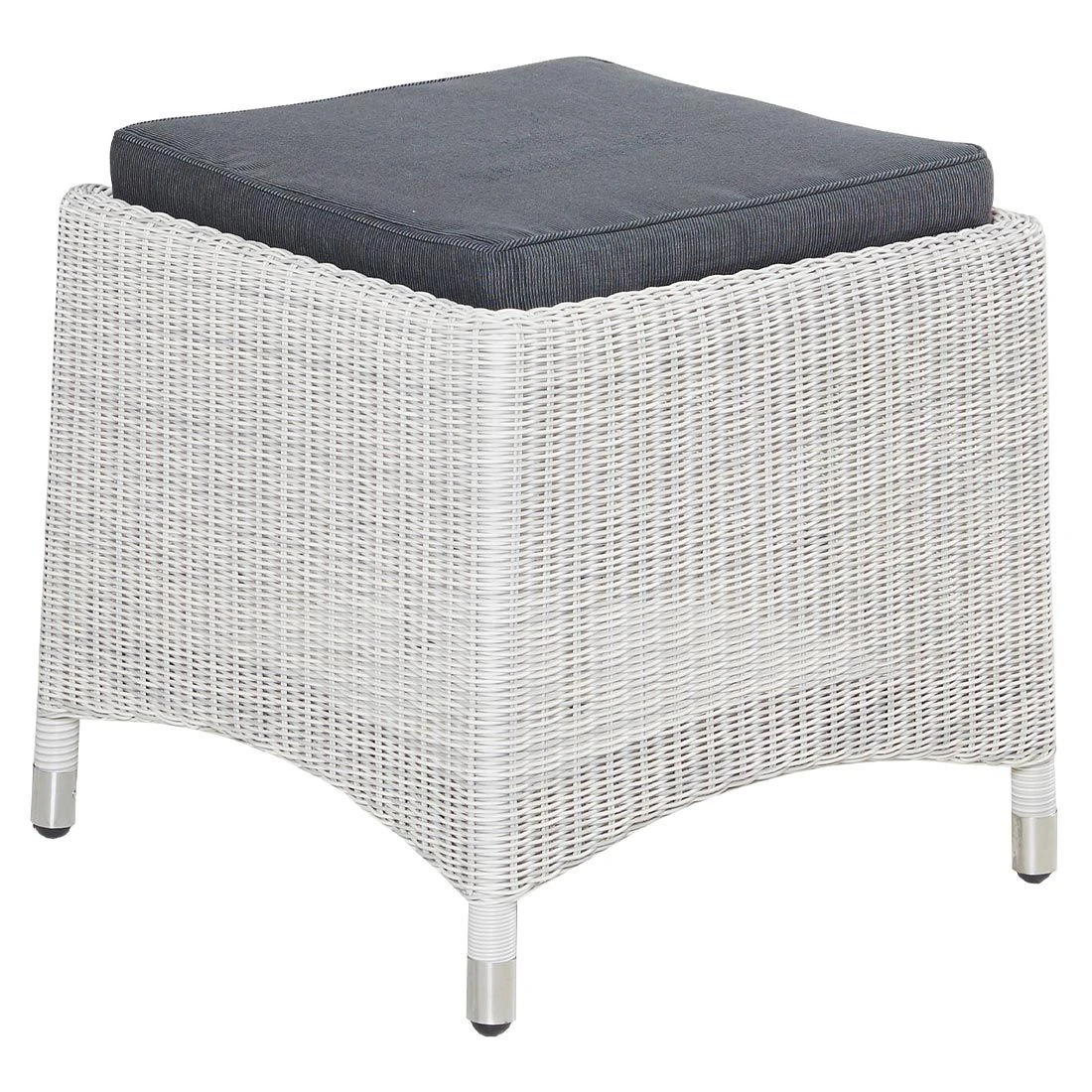 LC Garden Chelsea Loungehocker 48x48cm Aluminium/Geflecht Weiß-Grau 1 LC Garden Chelsea Loungehocker 48x48cm Aluminium/Geflecht Weiß-Grau