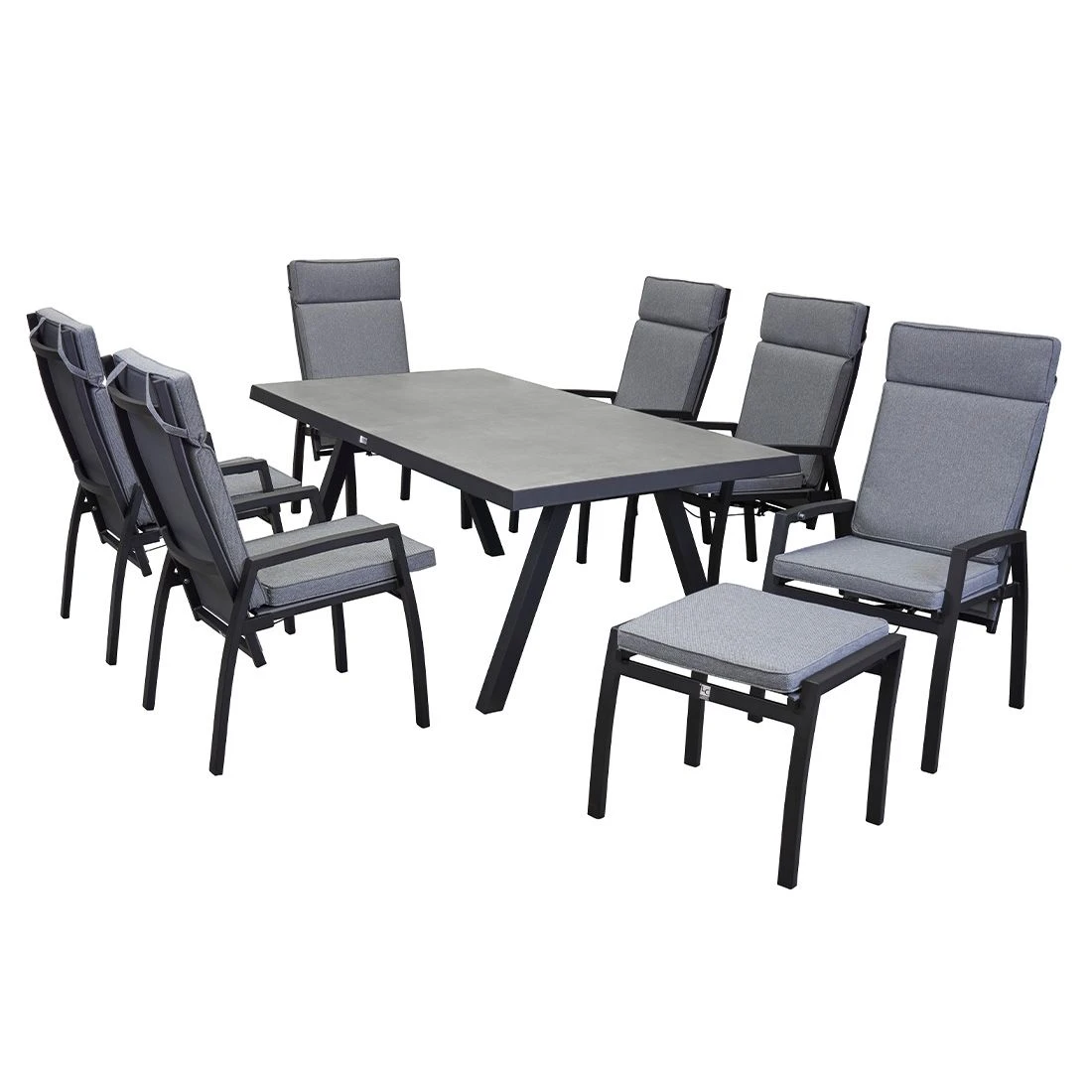 LC Garden Sondrino Gartenhocker Mit Kissen Aluminium/Polyester Schwarz/Grau 4 LC Garden Sondrino Gartenhocker Mit Kissen Aluminium/Polyester Schwarz/Grau - Image 4