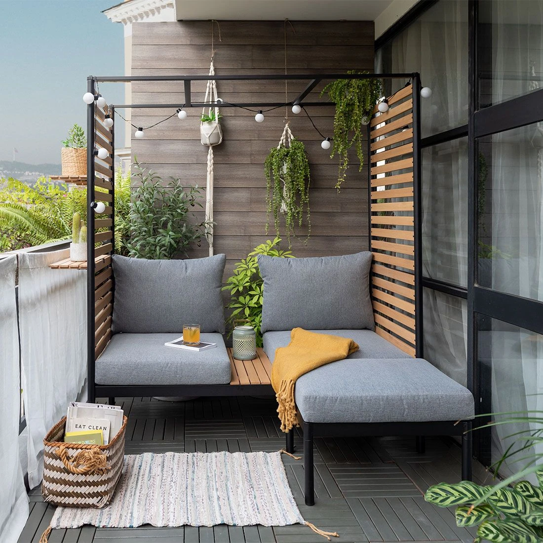 LifestyleGarden Femalcony Hocker Aluminium Inkl. Kissen Schwarz Matt/Dunkelgrau 2 LifestyleGarden Femalcony Hocker Aluminium Inkl. Kissen Schwarz Matt/Dunkelgrau - Image 2