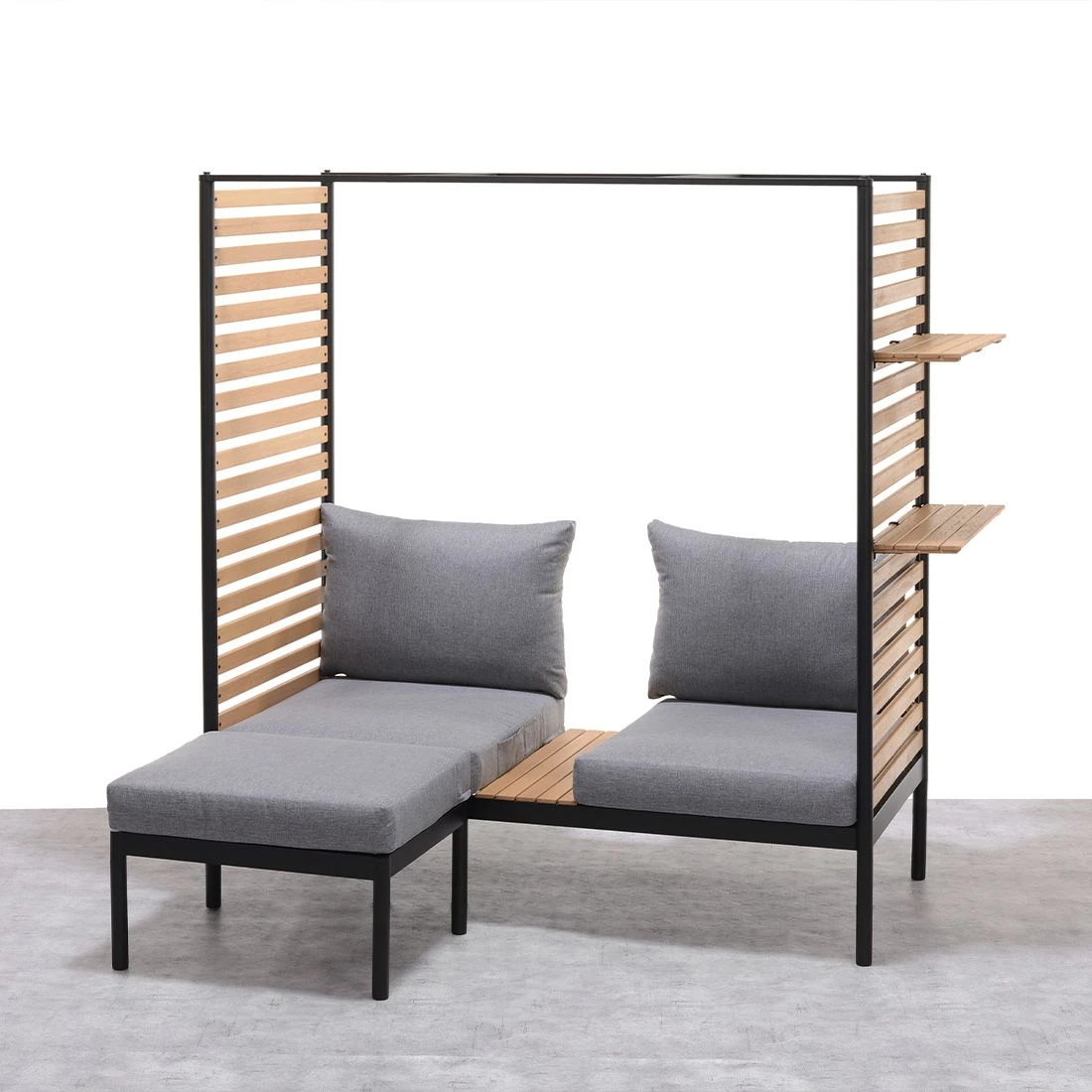 LifestyleGarden Femalcony Hocker Aluminium Inkl. Kissen Schwarz Matt/Dunkelgrau 3 LifestyleGarden Femalcony Hocker Aluminium Inkl. Kissen Schwarz Matt/Dunkelgrau - Image 3