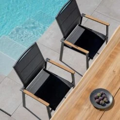 Niehoff Revent Stapelsessel Aluminium/Textilene Anthrazit/Schwarz -Gartenmöbel Verkauf niehoff revent stapelsessel aluminium textilene 1377764 4