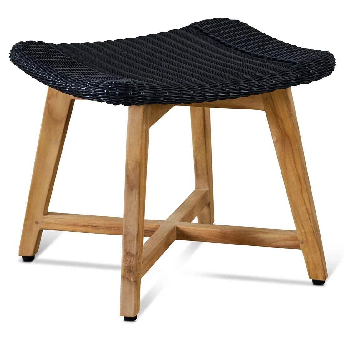 OUTLIV. Clovelly Hocker Teak/Geflecht Natur/Schwarz 1 OUTLIV. Clovelly Hocker Teak/Geflecht Natur/Schwarz
