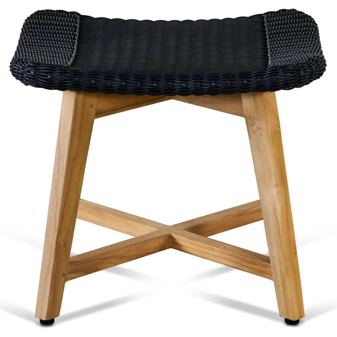 OUTLIV. Clovelly Hocker Teak/Geflecht Natur/Schwarz 2 OUTLIV. Clovelly Hocker Teak/Geflecht Natur/Schwarz - Image 2