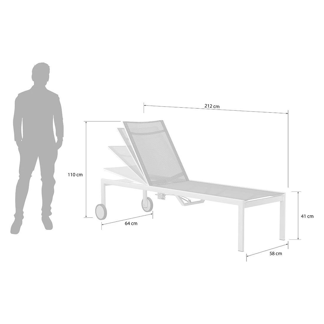 OUTLIV. Oviedo Rollliege Edelstahl/Textilene Silber-Schwarz 12 OUTLIV. Oviedo Rollliege Edelstahl/Textilene Silber-Schwarz - Image 12