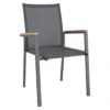 OUTLIV. Kobe Stapelsessel Aluminium/Textilene Mit Teakarmlehnen Anthrazit