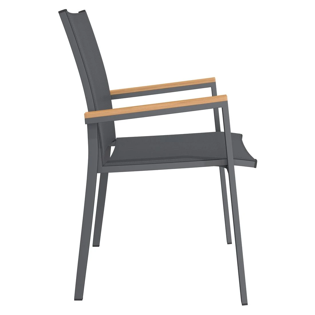 OUTLIV. Kobe Stapelsessel Aluminium/Textilene Mit Teakarmlehnen Anthrazit 5 OUTLIV. Kobe Stapelsessel Aluminium/Textilene Mit Teakarmlehnen Anthrazit - Image 5