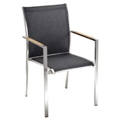 OUTLIV. Kreta Stapelsessel Edelstahl/Textilene Silber/Coal