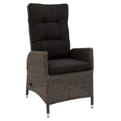 Ploß Rocking Gartensessel Geflecht Inkl. Polster Grau-Braun Meliert/Anthrazit