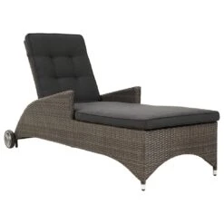 Ploß Rocking Comfort Gartenliege Geflecht Grau-Braun-Meliert/Anthrazit