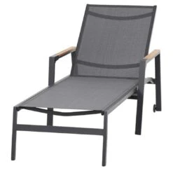 Siena Garden Savona Gartenliege Aluminium/Ranotex Anthrazit/Schwarz-Silber