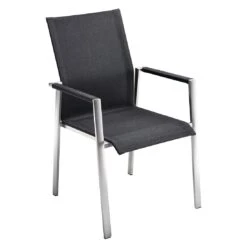 Solpuri Dance Stapelsessel Edelstahl/Textilene Silber/Coal