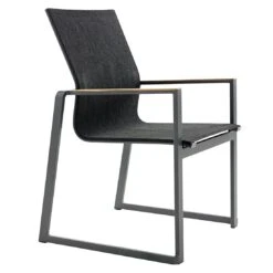 Solpuri Foxx Stapelsessel Aluminium/Textilene/Teak Anthrazit/Coal