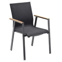 Solpuri Soul Stapelsessel Aluminium/Textilene/Teak Anthrazit/Coal