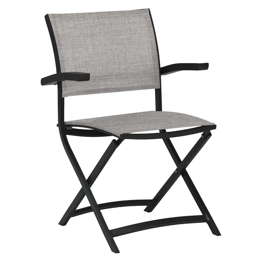 Stern Camillo Balkonklappsessel Aluminium/Textilene Schwarz Matt/Leinen Grau 1 Stern Camillo Balkonklappsessel Aluminium/Textilene Schwarz Matt/Leinen Grau