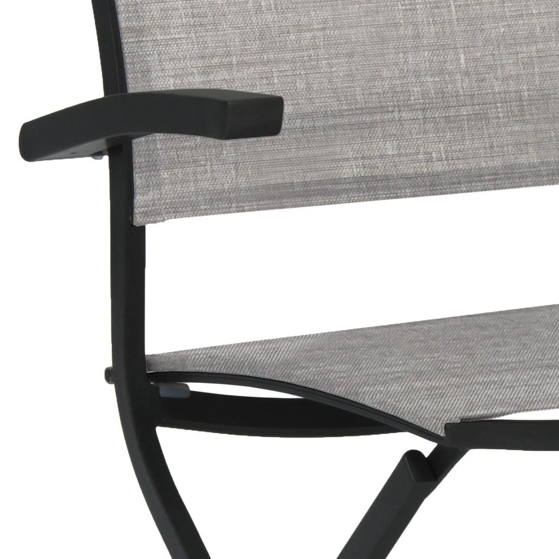 Stern Camillo Balkonklappsessel Aluminium/Textilene Schwarz Matt/Leinen Grau 2 Stern Camillo Balkonklappsessel Aluminium/Textilene Schwarz Matt/Leinen Grau - Image 2