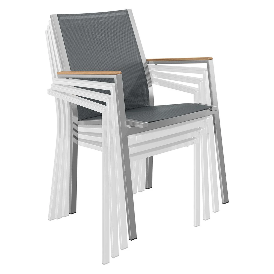 Stern Cardiff Stapelsessel Edelstahl/Textilene Silbergrau 7 Stern Cardiff Stapelsessel Edelstahl/Textilene Silbergrau - Image 7