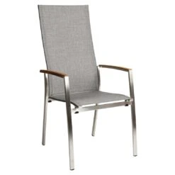 Stern Mika Stapelsessel Hoch Edelstahl/Textilene Silber/Leinen Grau